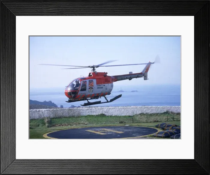 Framed Print : Lighthouse Keepers and Service Helicopter Framed Print : Lighthouse Keepers and Service Helicopter