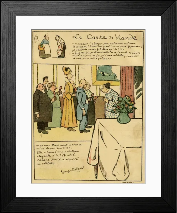 Framed Print : Cartoon, The meat card, WW1 Framed Print : Cartoon, The meat card, WW1