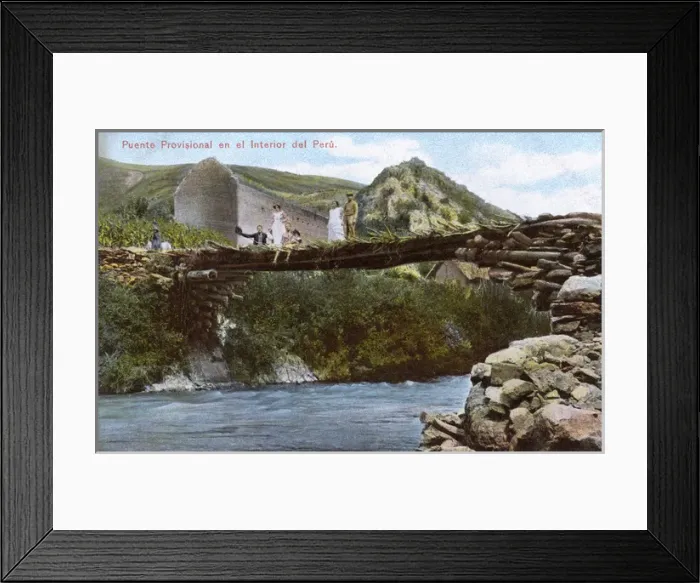 Framed Print : People on a makeshift bridge, Peru, South America Framed Print : People on a makeshift bridge, Peru, South America