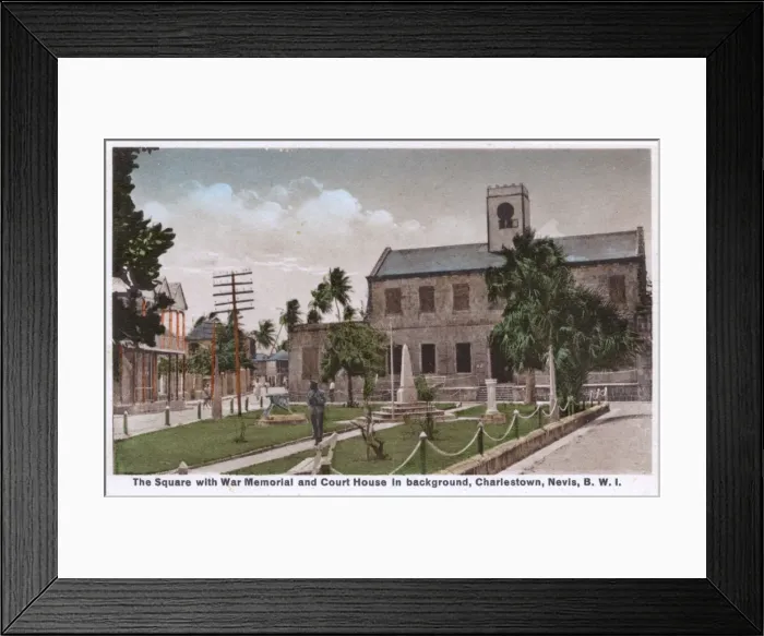 Framed Print : War Memorial and Court House, Charlestown, Nevis Framed Print : War Memorial and Court House, Charlestown, Nevis