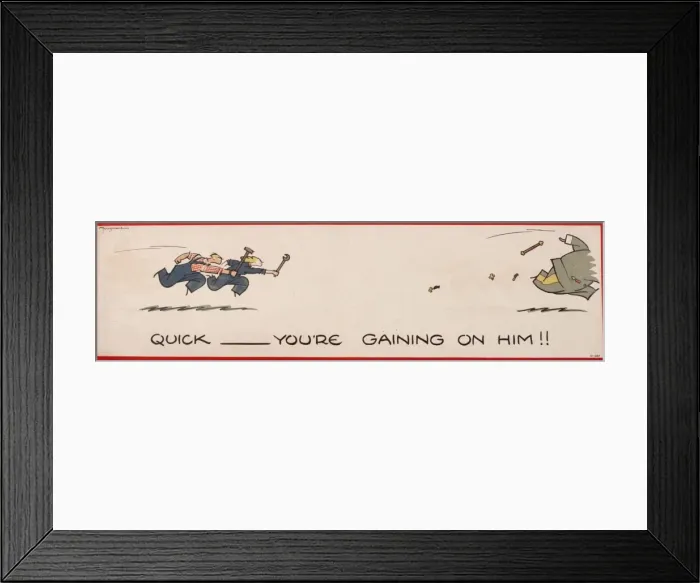 Framed Print : WW2 poster, Quick -- you re gaining on him Framed Print : WW2 poster, Quick -- you re gaining on him