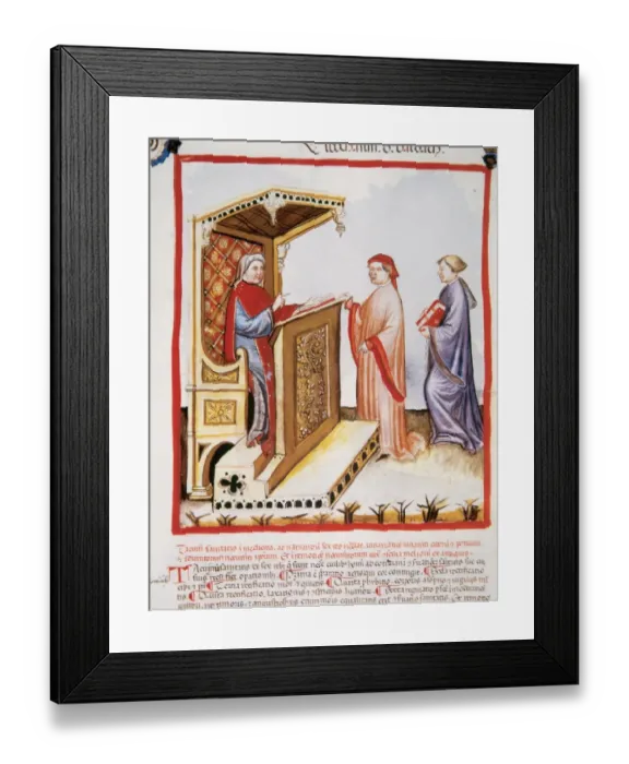 Framed Print : Tacuinum Sanitatis. Late XIV century. Ibn Butlan and pupils Framed Print : Tacuinum Sanitatis. Late XIV century. Ibn Butlan and pupils