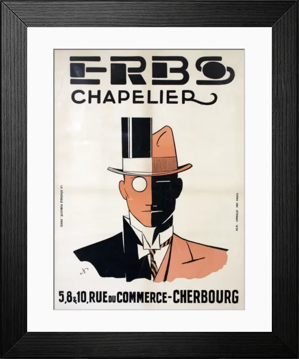 Framed Print : Poster advertising ERBOS hat makers of Cherbourg, France Framed Print : Poster advertising ERBOS hat makers of Cherbourg, France