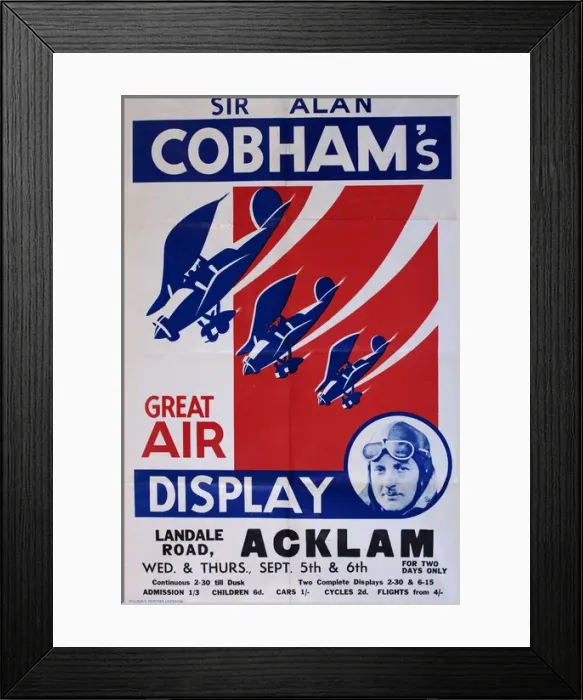 Framed Print : Poster, Sir Alan Cobhams Great Air Display, Acklam Framed Print : Poster, Sir Alan Cobhams Great Air Display, Acklam