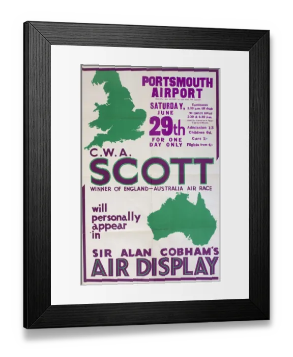 Framed Print : Poster, C W A Scott in Air Display, Portsmouth Airport Framed Print : Poster, C W A Scott in Air Display, Portsmouth Airport