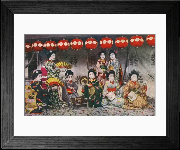 Framed Print : Japan - Female Japanese musical group and dancers Framed Print : Japan - Female Japanese musical group and dancers