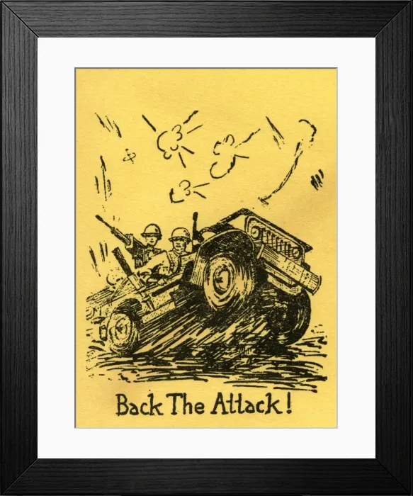 Framed Print : WW2 - Propaganda first day cover - Back the Attack Framed Print : WW2 - Propaganda first day cover - Back the Attack