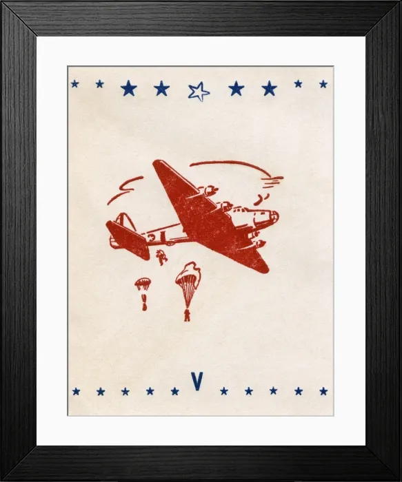 Framed Print : WW2 - American paratroopers dropping in over Europe Framed Print : WW2 - American paratroopers dropping in over Europe