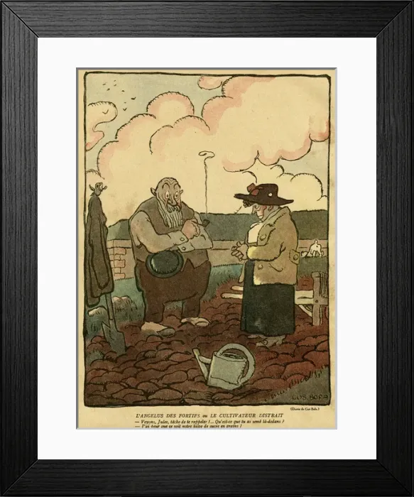 Framed Print : Cartoon, The distracted gardener, WW1 Framed Print : Cartoon, The distracted gardener, WW1