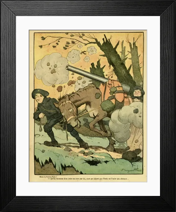 Framed Print : Cartoon, Hell for Horses, WW1 Framed Print : Cartoon, Hell for Horses, WW1