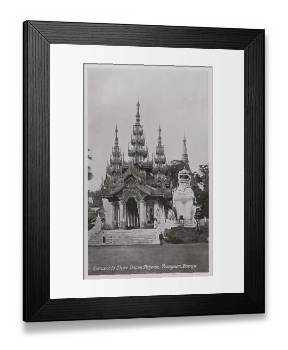 Framed Print : Myanmar - Yangon - Shwedagon Pagoda - Entrance with leogryph Framed Print : Myanmar - Yangon - Shwedagon Pagoda - Entrance with leogryph