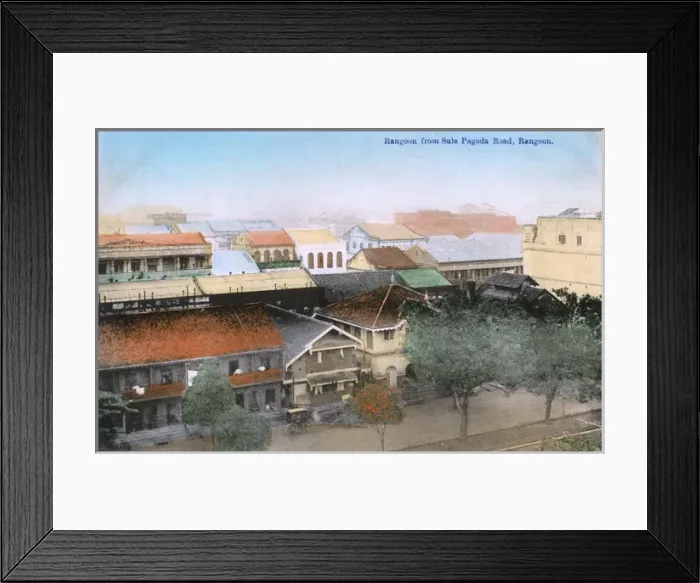 Framed Print : Myanmar - Yangon - View of the Sule Pagoda Road Framed Print : Myanmar - Yangon - View of the Sule Pagoda Road
