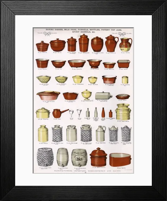Framed Print : Dishes, Pans, Funnels, Bottles, Jars, Barrels, Plate 60 Framed Print : Dishes, Pans, Funnels, Bottles, Jars, Barrels, Plate 60