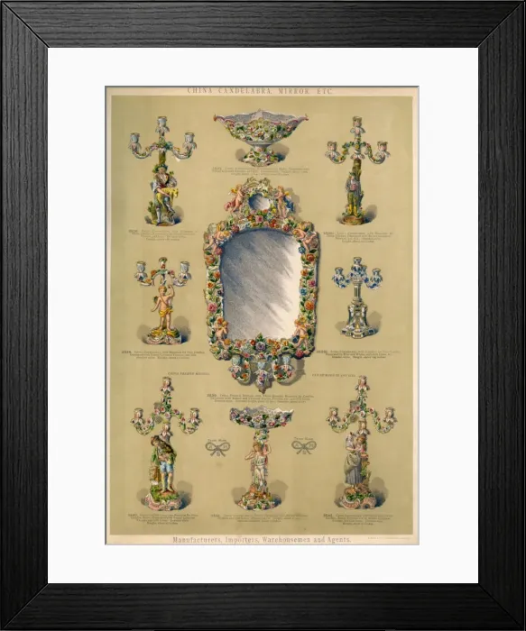 Framed Print : China Candelabra, Mirror and Centrepieces, Plate 65 Framed Print : China Candelabra, Mirror and Centrepieces, Plate 65