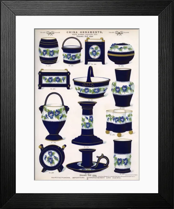 Framed Print : China Ornaments with raised violets, Plate 69 Framed Print : China Ornaments with raised violets, Plate 69