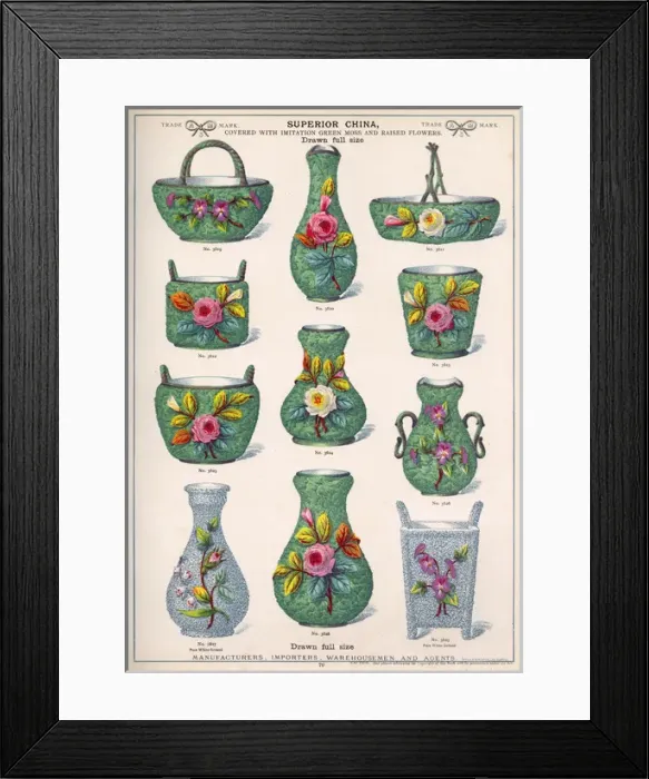 Framed Print : Superior China with raised flowers, Plate 70 Framed Print : Superior China with raised flowers, Plate 70