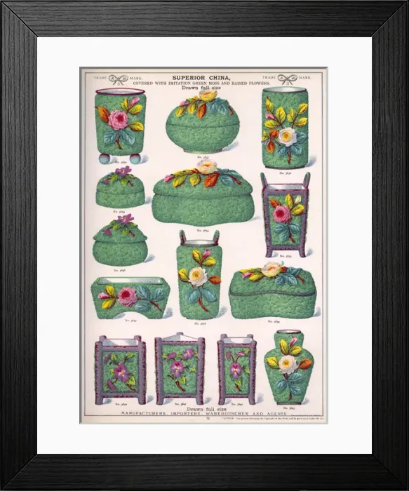 Framed Print : Superior China with raised flowers, Plate 71 Framed Print : Superior China with raised flowers, Plate 71