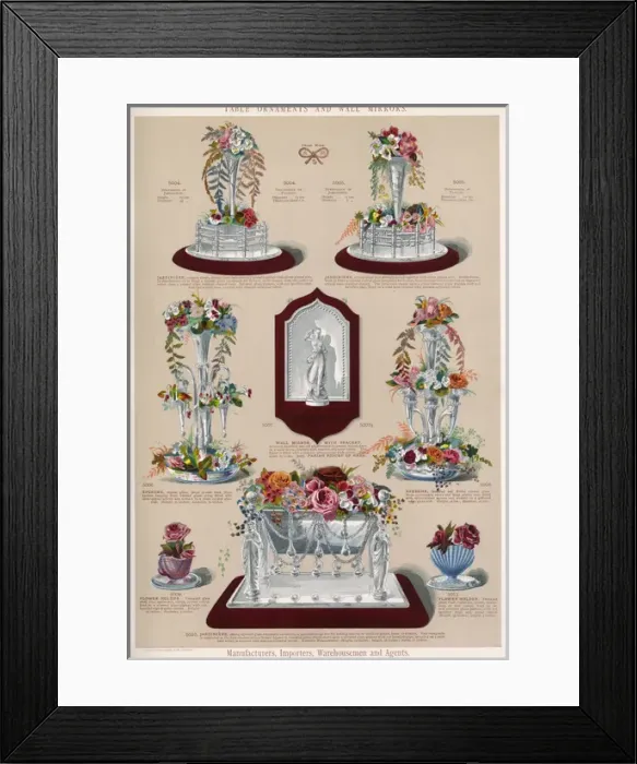 Framed Print : Table Ornaments and a Wall Mirror, Plate 95 Framed Print : Table Ornaments and a Wall Mirror, Plate 95