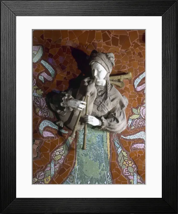 Framed Print : Woman Playing the bagpipes. Palace of Catalan Music. Barcelo Framed Print : Woman Playing the bagpipes. Palace of Catalan Music. Barcelo