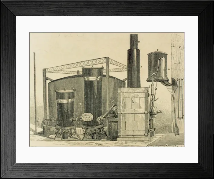 Framed Print : Heinr Hirzel machine to produce gas for lighting Framed Print : Heinr Hirzel machine to produce gas for lighting