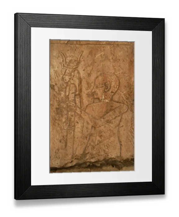 Framed Print : Egyptian Art. Relief depicting a priest carrying the image o Framed Print : Egyptian Art. Relief depicting a priest carrying the image o