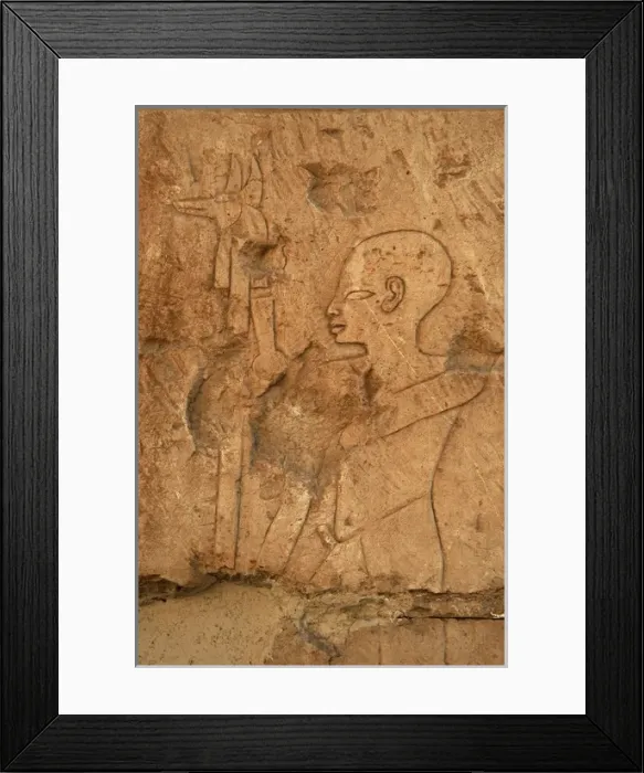 Framed Print : EGYPTIAN ART. Relief depicting a priest carrying the image o Framed Print : EGYPTIAN ART. Relief depicting a priest carrying the image o