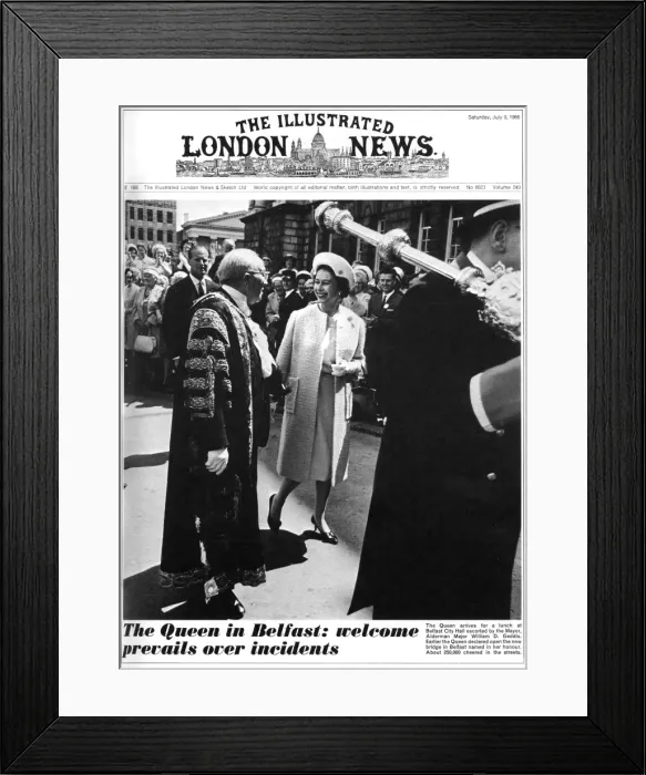 Framed Print : The Queen in Belfast, ILN cover, 1966 Framed Print : The Queen in Belfast, ILN cover, 1966