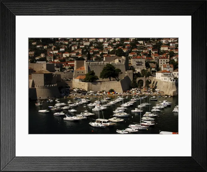 Framed Print : CROATIA. DUBROVNIK. View of Old Port and Fort Revelin Framed Print : CROATIA. DUBROVNIK. View of Old Port and Fort Revelin