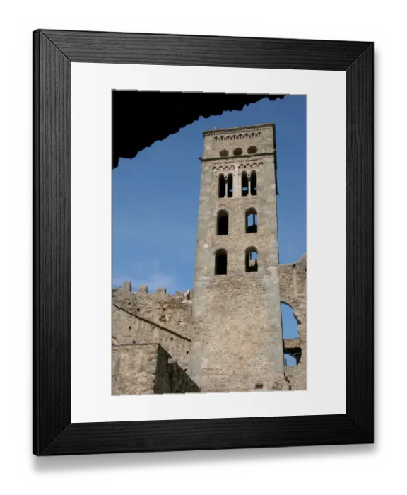 Framed Print : Monastery of Sant Pere de Rodes. Lombard bell tower. Catalon Framed Print : Monastery of Sant Pere de Rodes. Lombard bell tower. Catalon