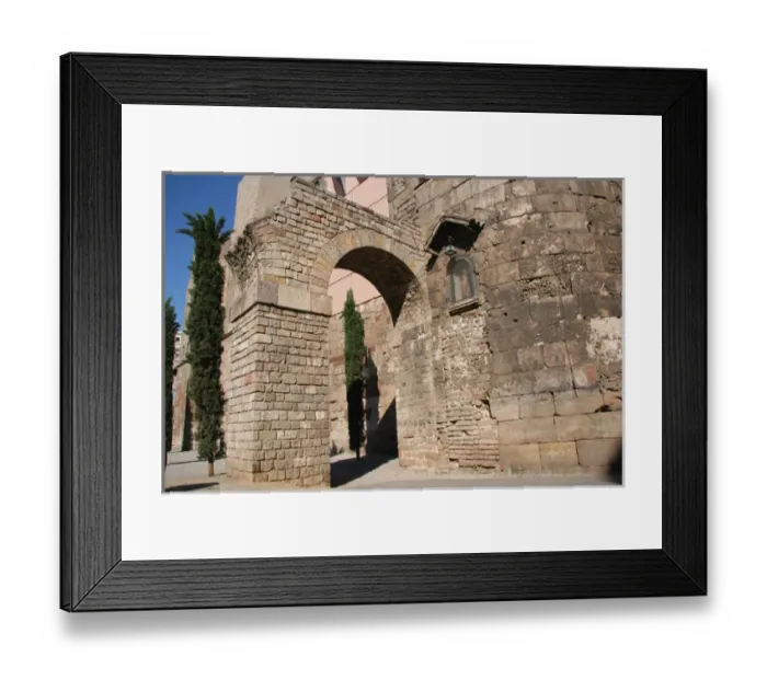 Framed Print : Roman Art. Ruins ot the roman wall and two arches from the a Framed Print : Roman Art. Ruins ot the roman wall and two arches from the a