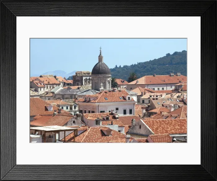 Framed Print : CROATIA. DUBROVNIK. General view of the city with the dome o Framed Print : CROATIA. DUBROVNIK. General view of the city with the dome o