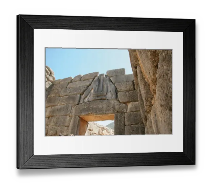 Framed Print : Mycenaean Art. The Lion Gate of Mycenes fortress. Peloponnes Framed Print : Mycenaean Art. The Lion Gate of Mycenes fortress. Peloponnes