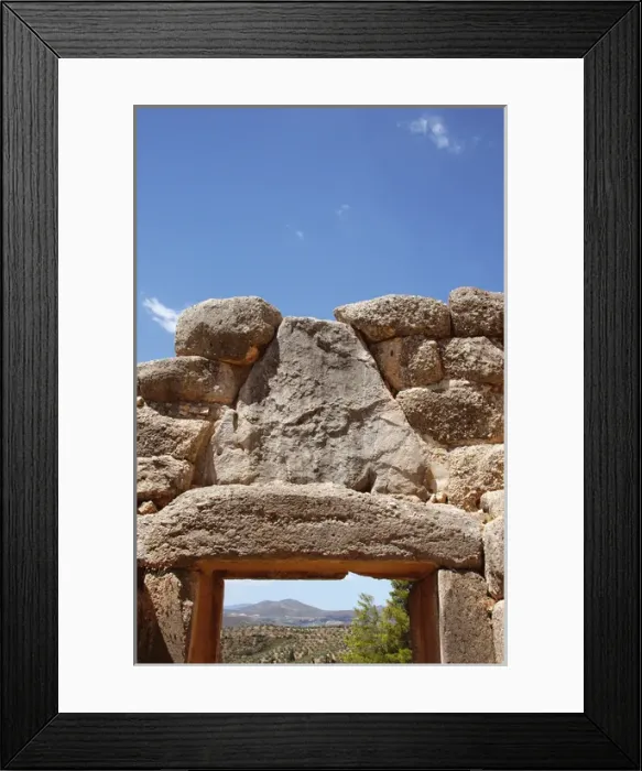 Framed Print : Mycenaean Art. The Lion Gate of Mycenes fortress. Peloponnes Framed Print : Mycenaean Art. The Lion Gate of Mycenes fortress. Peloponnes