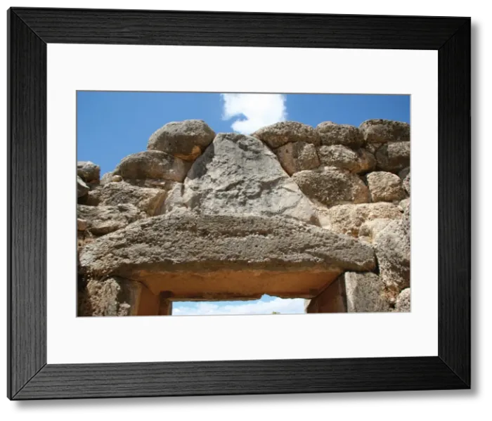 Framed Print : Mycenaean Art. The Lion Gate of Mycenes fortress. Peloponnes Framed Print : Mycenaean Art. The Lion Gate of Mycenes fortress. Peloponnes