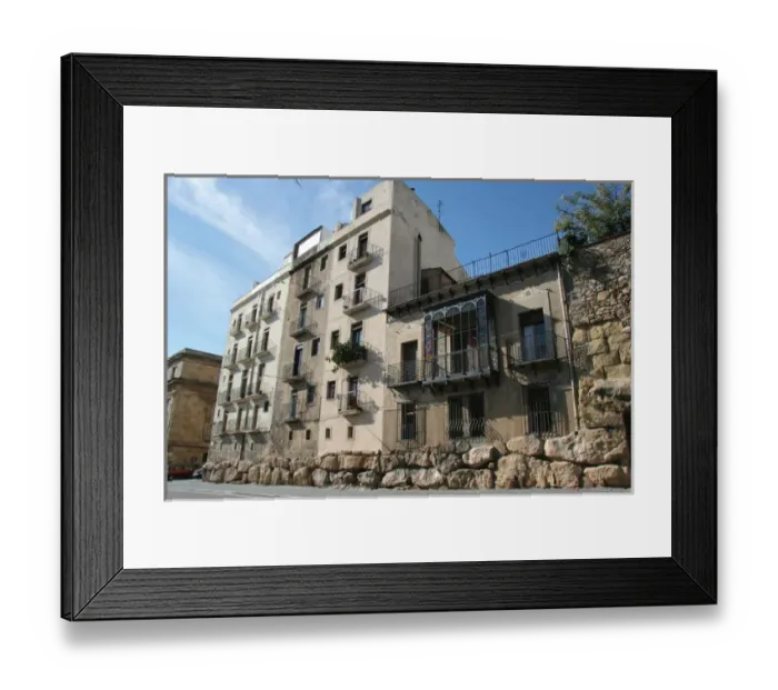 Framed Print : Spain. Catalonia. Tarragona. Houses and the roman cyclopean Framed Print : Spain. Catalonia. Tarragona. Houses and the roman cyclopean