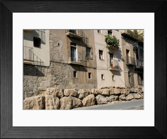 Framed Print : Spain. Catalonia. Tarragona. Houses and the roman cyclopean Framed Print : Spain. Catalonia. Tarragona. Houses and the roman cyclopean