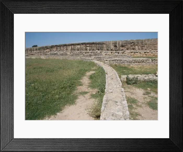 Framed Print : Roman city of Ampurias. Amphitheater. Built 1st century afth Framed Print : Roman city of Ampurias. Amphitheater. Built 1st century afth