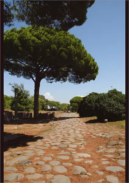 Ostia Antica. The Decumanus Maximus. Detail of the paving