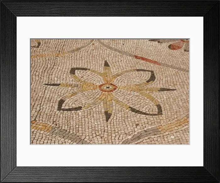 Framed Print : Roman mosaic. Floral decoration. Detail. Ostia Antica. Ita Framed Print : Roman mosaic. Floral decoration. Detail. Ostia Antica. Ita