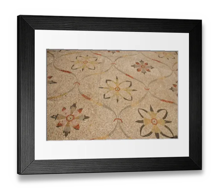 Framed Print : Roman mosaic. Floral decoration. Detail. Ostia Antica. Ita Framed Print : Roman mosaic. Floral decoration. Detail. Ostia Antica. Ita