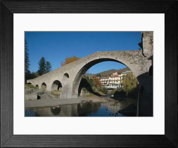 Framed Print : Camprodon. View of the New Bridge (Pont Nou) on the river T Framed Print : Camprodon. View of the New Bridge (Pont Nou) on the river T