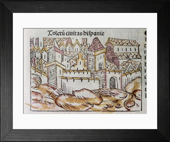 Framed Print : Toledo. Spanish city. Engraving. 15th century Framed Print : Toledo. Spanish city. Engraving. 15th century