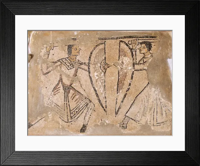 Framed Print : Struggle between two warriors. Mosaic. Italy