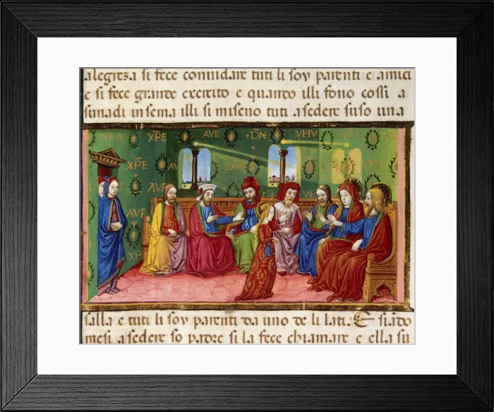 Framed Print : Mary is presented to fathers friends. Codex of Predis (1476 Framed Print : Mary is presented to fathers friends. Codex of Predis (1476