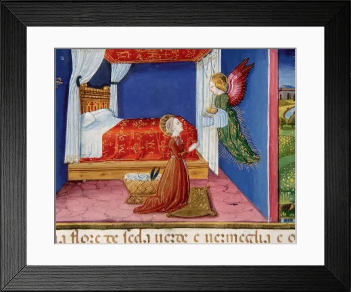 Framed Print : An Angel visits Mary. Codex of Predis (1476). Italy Framed Print : An Angel visits Mary. Codex of Predis (1476). Italy