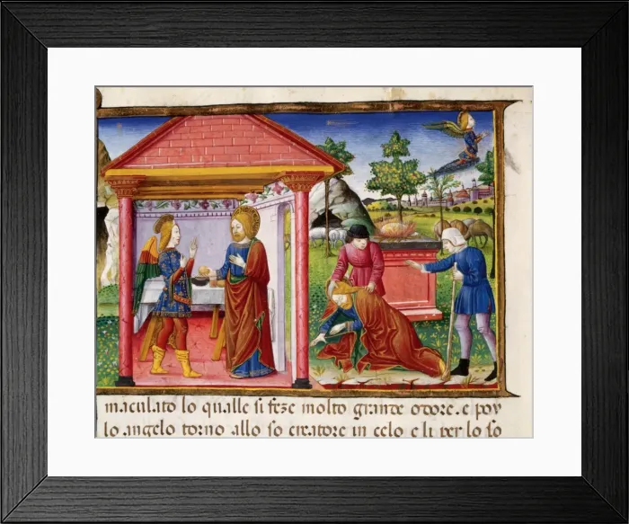 Framed Print : Sacrifice of Joachim and faintness. Codex of Predis (1476) Framed Print : Sacrifice of Joachim and faintness. Codex of Predis (1476)