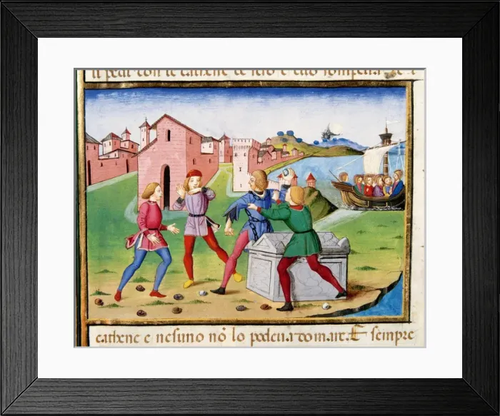 Framed Print : Jesus arrives in Gethsemane and finds a man possessed by Framed Print : Jesus arrives in Gethsemane and finds a man possessed by