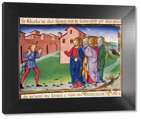 Jesus meets a man possessed by evil spirits. Codex of Predis