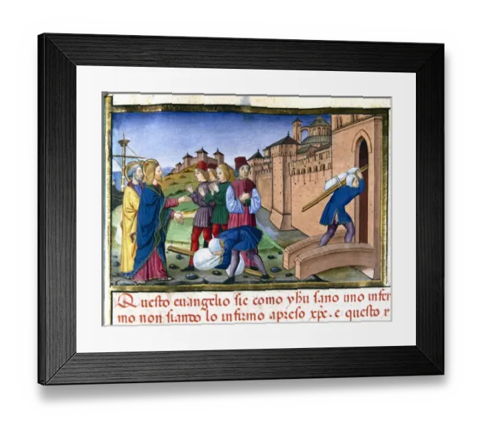 Framed Print : Jesus said to the paralytic, Arise and walk. Codex of Predis Framed Print : Jesus said to the paralytic, Arise and walk. Codex of Predis