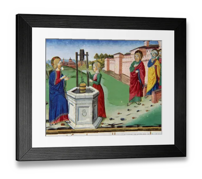 Framed Print : Jesus asks a Samaritan woman of Sychar for water from Jacob Framed Print : Jesus asks a Samaritan woman of Sychar for water from Jacob